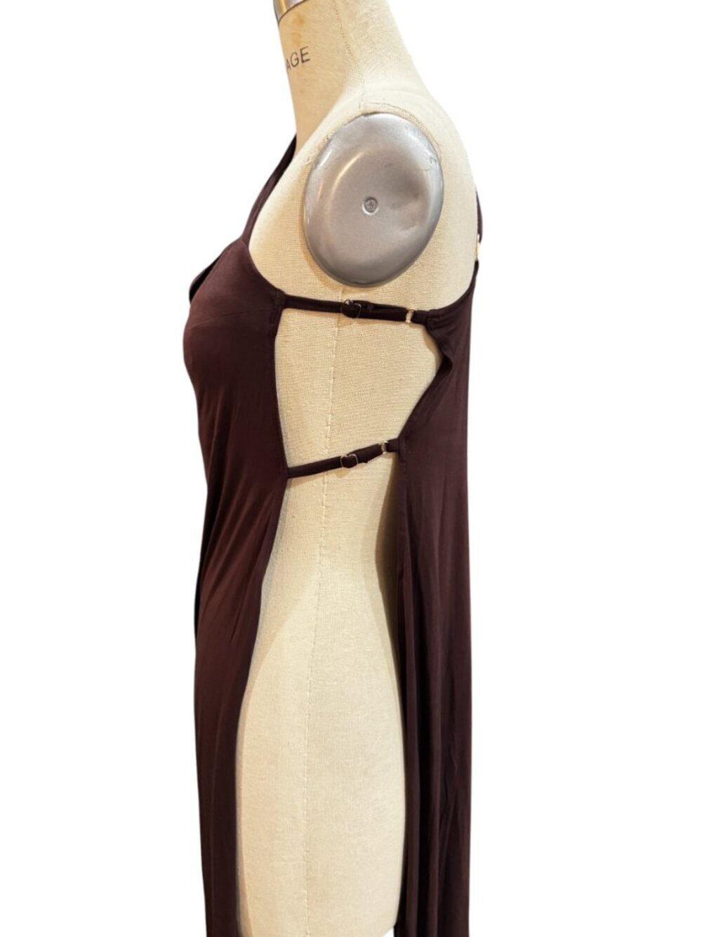 Riot Swim Chocolate Brown Asymmetrical Cover Up Dress S/M Minimal - Picture 9 of 9